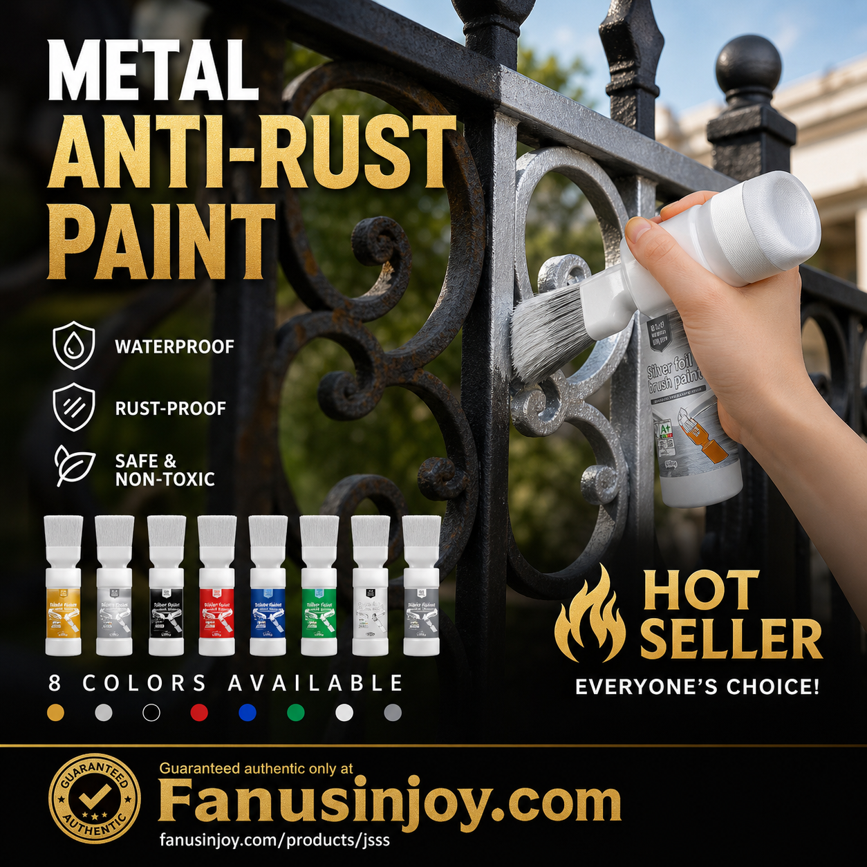 ✨🔥🖌️Rinnova le superfici verniciate con un solo semplice tocco!✨🏠Vernice metallica argento a base d'acqua con pennello integrato💥👍