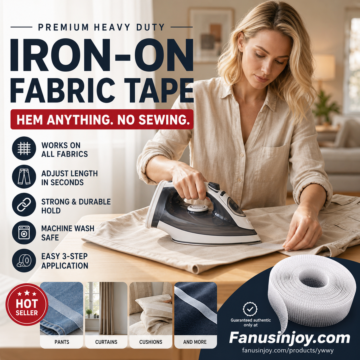 ✨️New Arrival 2026！🔥Limited Time Buy 2 Get 3 Free！🥼Special adhesive designed for textiles! 👵❤️Iron-On Hemming Tape for Fabric