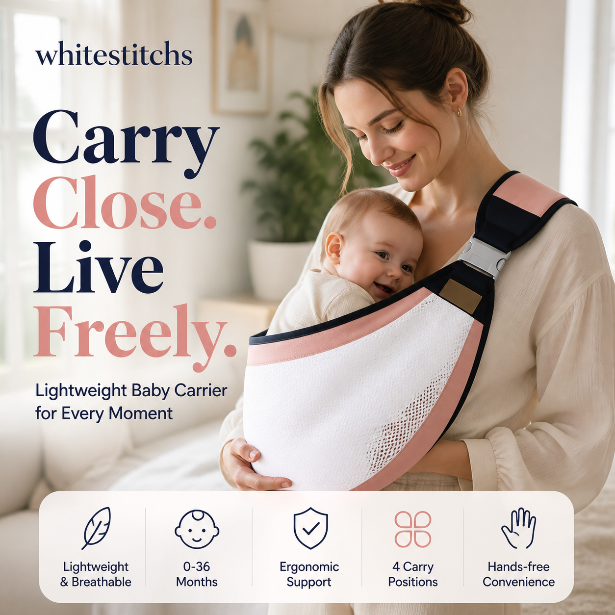 🎉Offerta speciale👶 Marsupio traspirante 4 in 1✨ Da 0 a 36 mesi, davanti/dietro/con il bambino rivolto verso l’interno o verso l’esterno – Mani libere