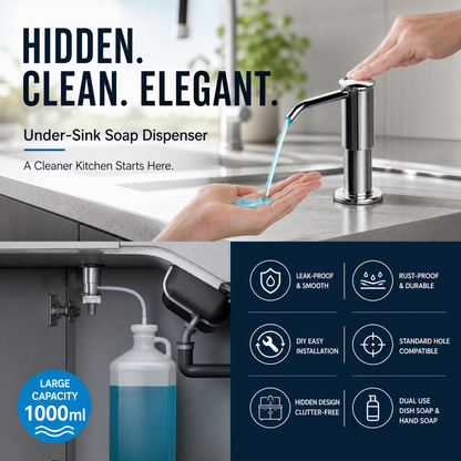 ⏰SCONTO DEL 50% A TEMPO LIMITATO! 🧼🚰 Basta cercare quella scomoda bottiglia di sapone: questo dispenser integrato eroga il sapone quando serve, senza ingombro né fuoriuscite. 🍽️