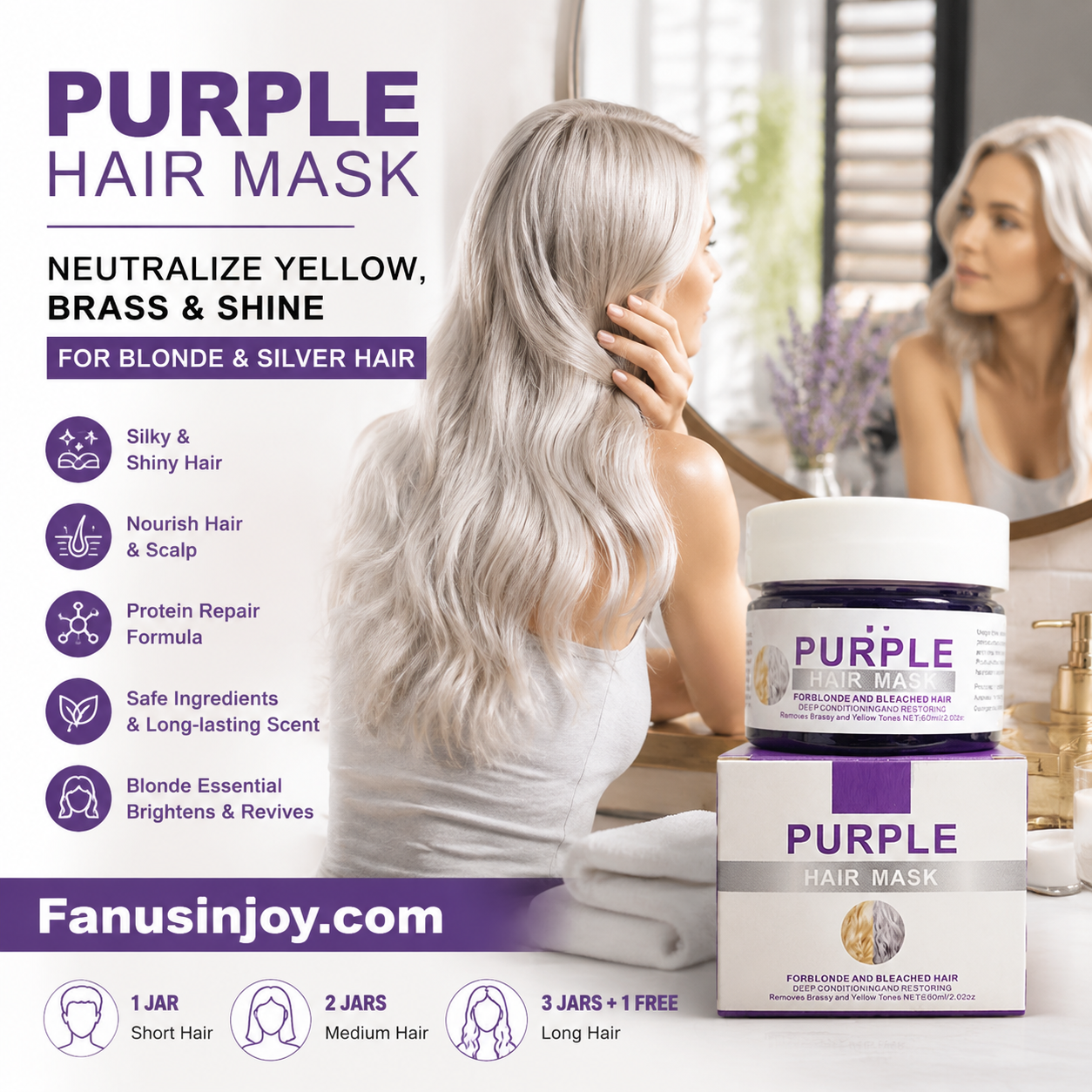 👱‍♀️Vuoi schiarire il colore dei capelli? I tuoi capelli hanno bisogno di cure urgenti! Maschera viola idratante per capelli con profumo duraturo