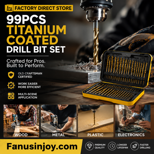 🔧🔥 Sconto del 50% per un periodo limitato! Non bruciate più le vostre punte da trapano come fossero falò! Questo set di 99 punte da trapano in acciaio rapido al titanio presenta un design a doppia scanalatura a U per rimuovere tutti i trucioli.