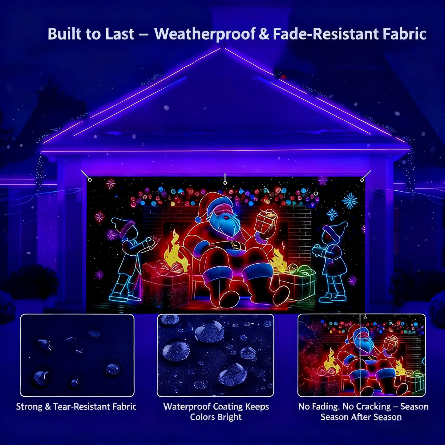 🎇🚪UV Activated Christmas Garage Door Cover Banner, Glows in Dark🔥🎉
