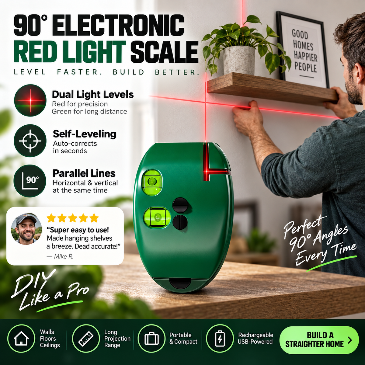 🔧Livella laser a squadra da 90° | Tracciatore a infrarossi per piastrelle e progetti fai da te