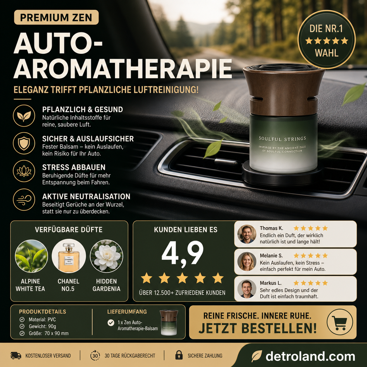 Hochwertiger, langanhaltender Aromatherapie-Lufterfrischer für das Auto🚗✨