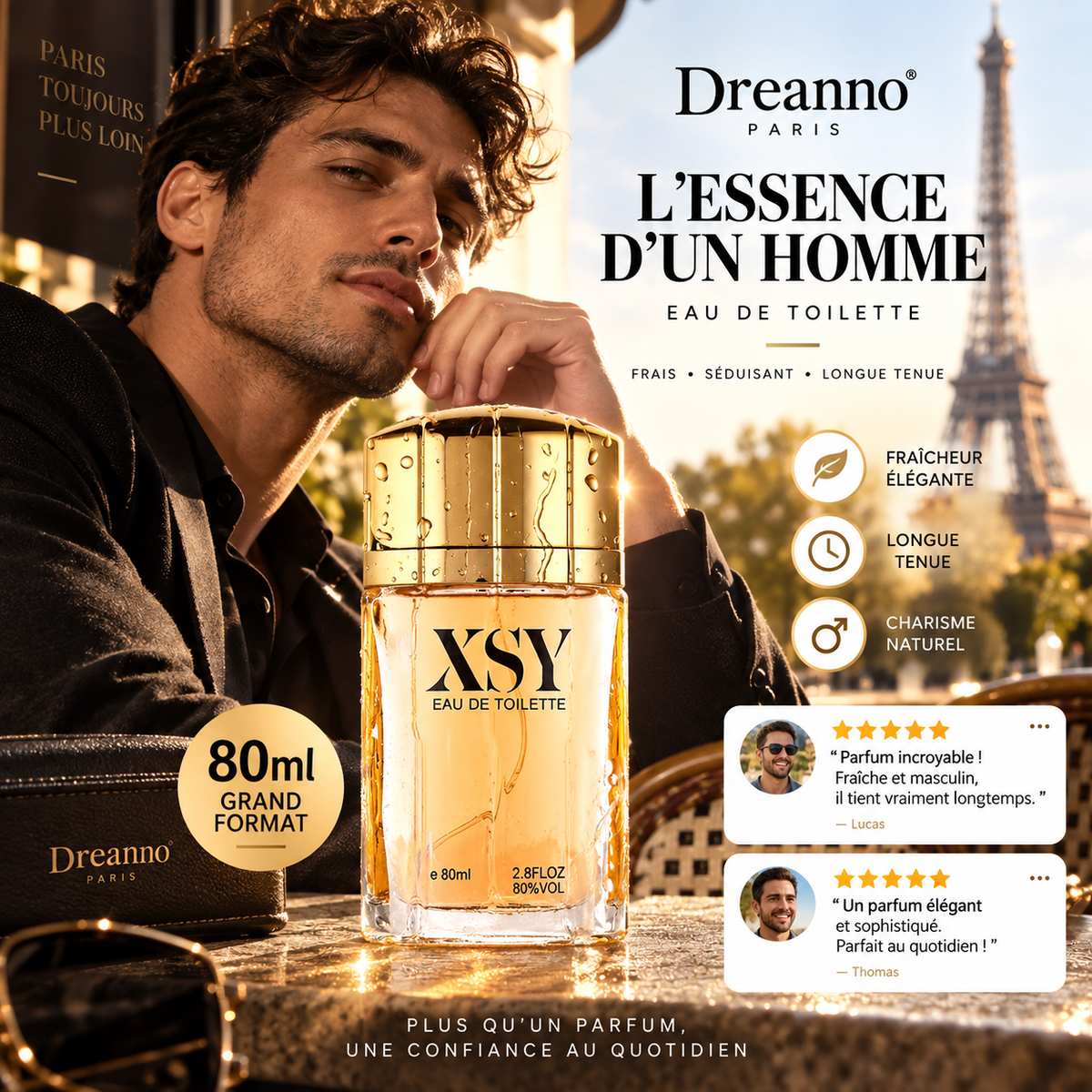 💥Parfum glamour pour homme à longue tenue