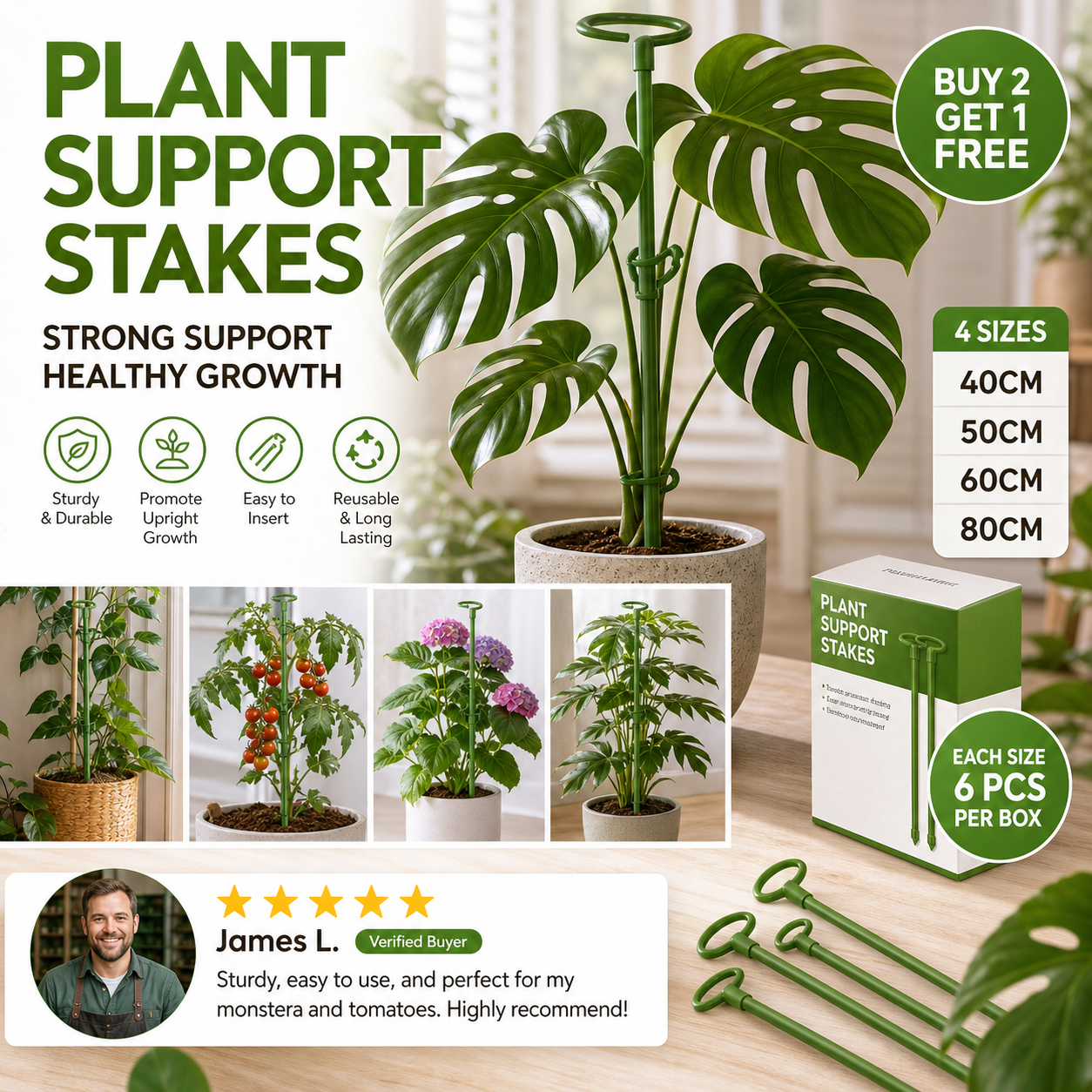 En halvsirkelformet støtteramme for å forhindre hengende blomster, egnet for hortensia, roser, monstera, innendørs potteplanter og utendørs hagegrønnsaker.