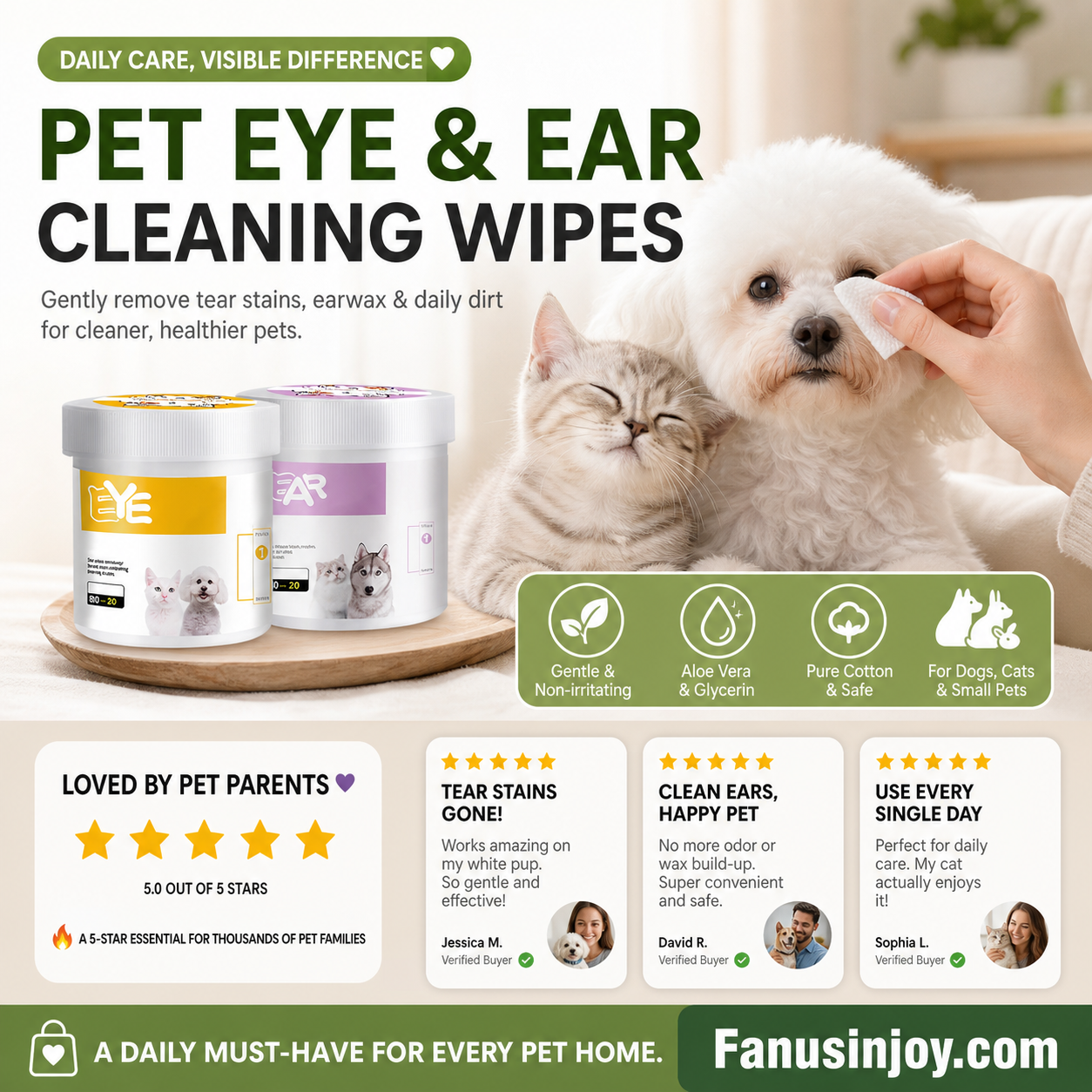 🥳SUPER VENDITA 2026🥳💞50.000+ VENDUTI!👵❤️ Salviette Detergenti Naturali a Base Vegetale per Occhi e Orecchie degli Animali