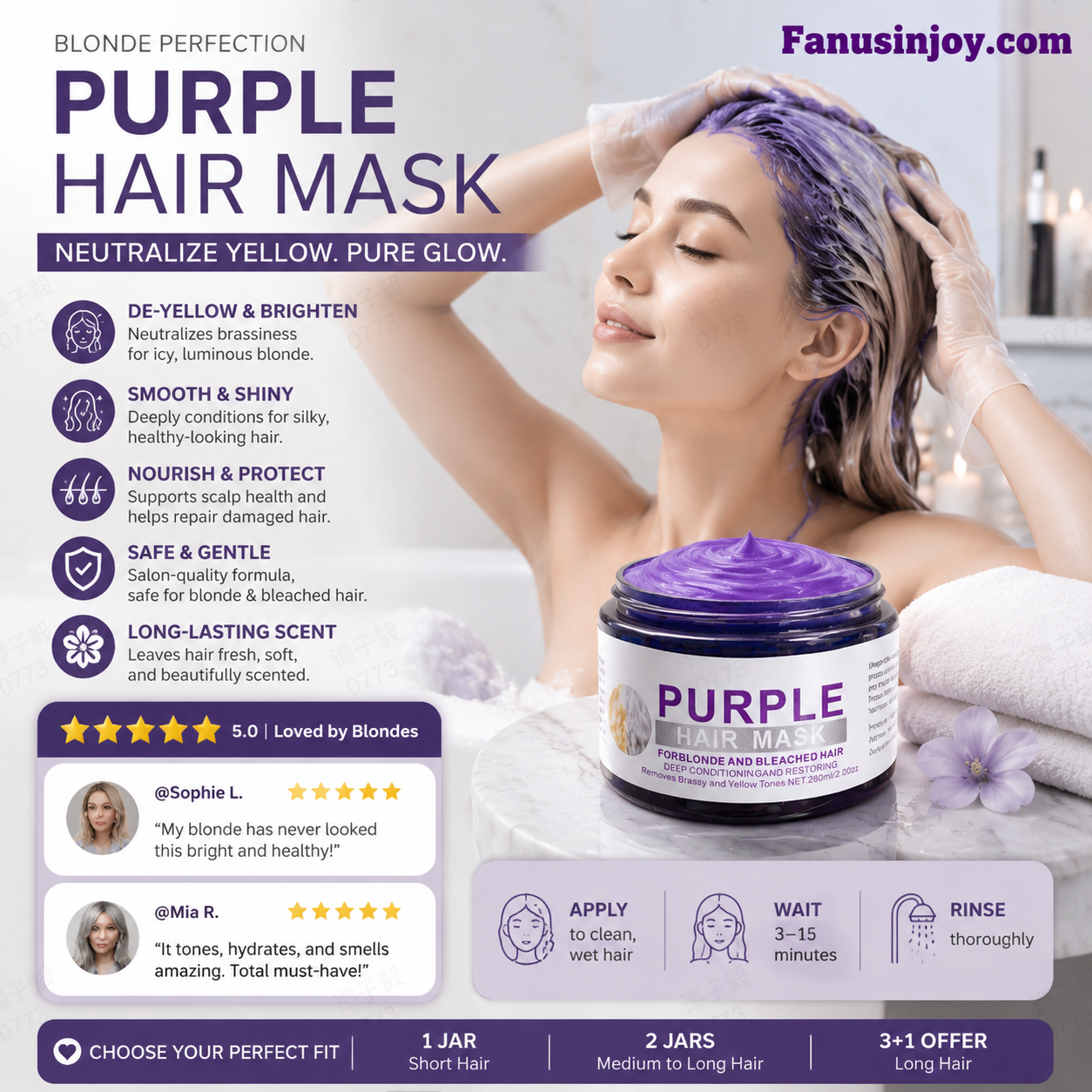 👱‍♀️Vuoi schiarire il colore dei capelli? I tuoi capelli hanno bisogno di cure urgenti! Maschera viola idratante per capelli con profumo duraturo
