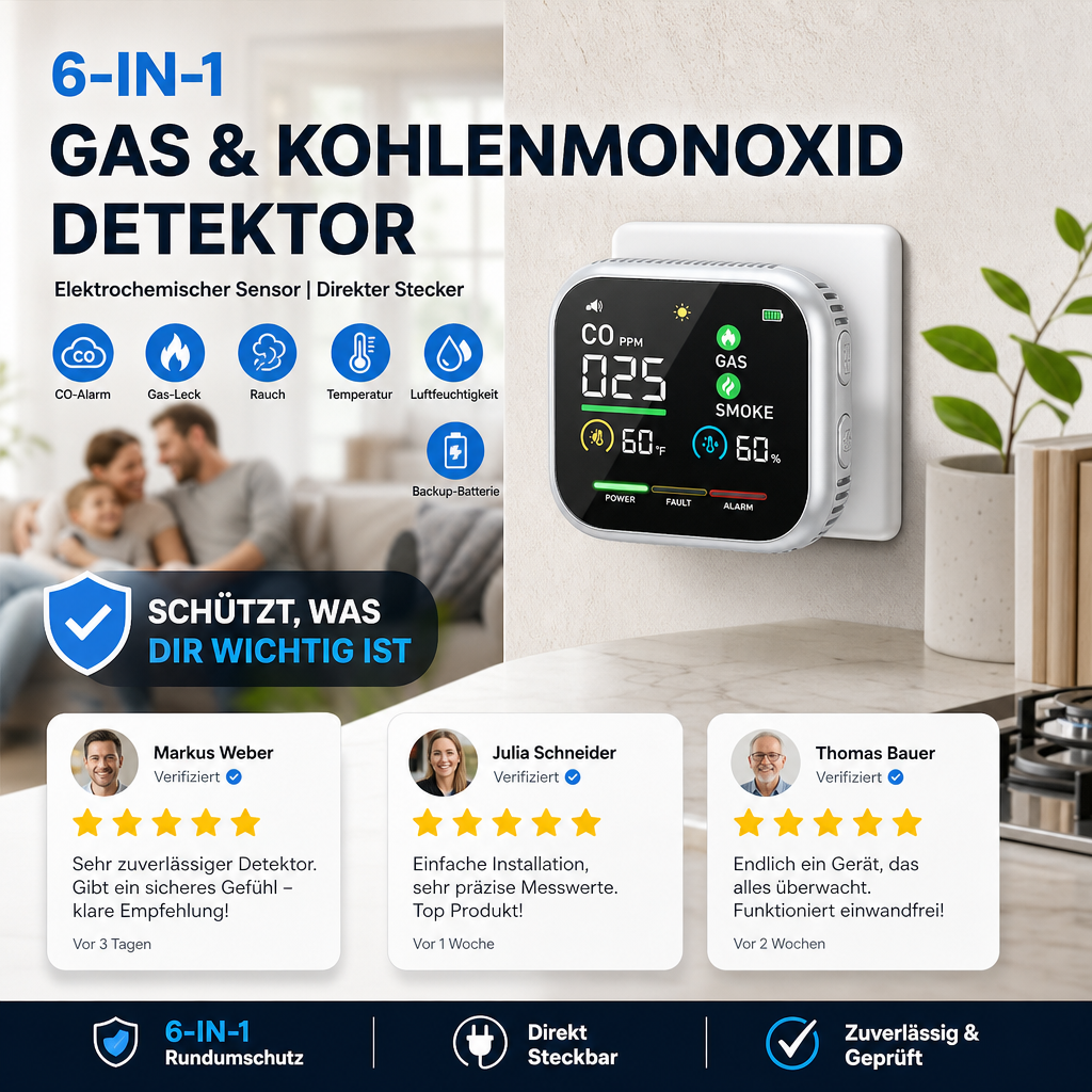 📢📢50% di Sconto!!🏠✨Allarme Multigas con Display LCD | Rilevatore di CO, Gas e Fumo, Monitoraggio Temperatura e Umidità