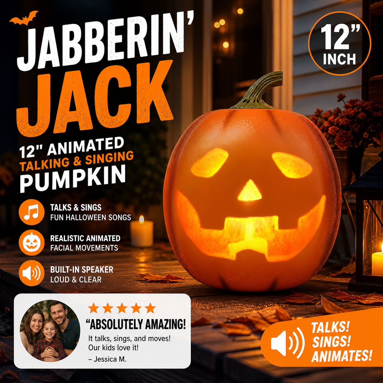 🎁 Prezzo Più Basso di Sempre 📢 COMPRA 2, SPEDIZIONE GRATUITA ⏰ Jabberin' Jack: Zucca Animata, Parlante e Cantante