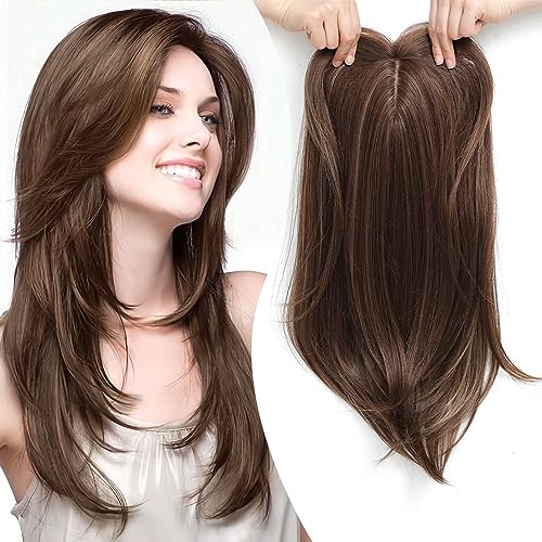 💇‍♀️Topper Layered Hair Hairpieces with Bangs for Women with Thinning Hair