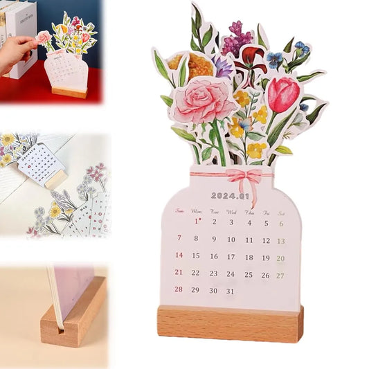 2024 Bloomy Flowers Desk Calendar-Christmas present