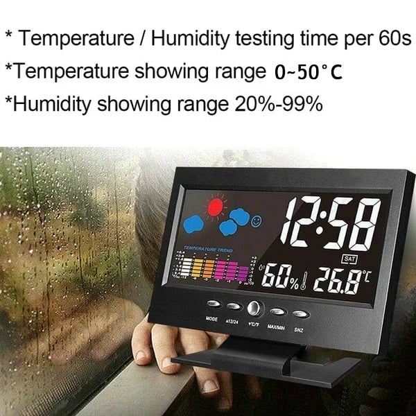 🔥Monitor digitale LED per temperatura e umidità, previsioni meteo, sveglia da tavolo LED