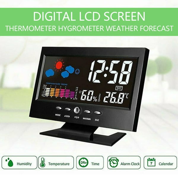 🔥Monitor digitale LED per temperatura e umidità, previsioni meteo, sveglia da tavolo LED