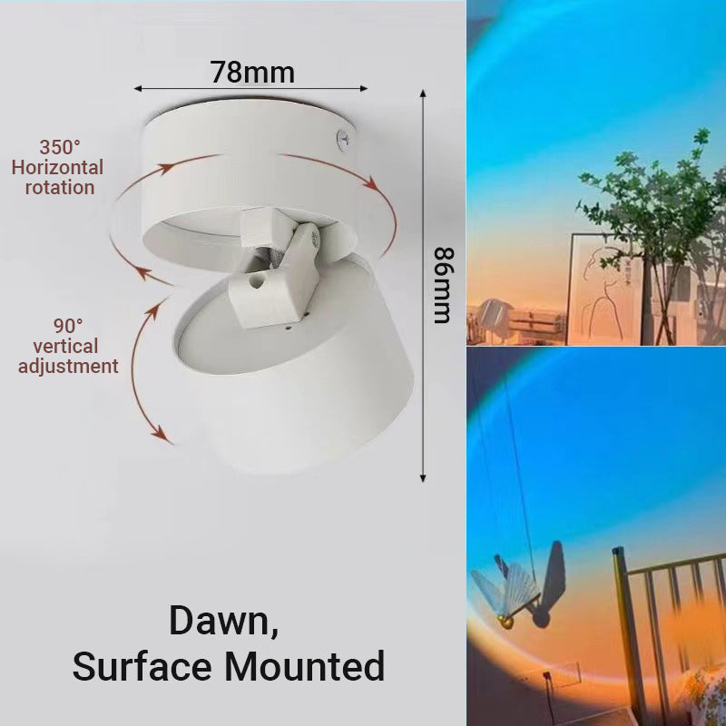 Faretto da soffitto con proiezione al tramonto/all'alba