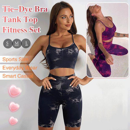 Tie-dye Bralette and Tank Top Fitness Set