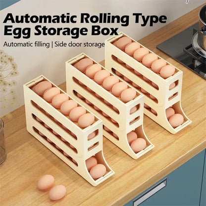 Slide Egg Storage Box Refrigerator Side Door Storage Box Egg Rolling Food Grade Egg Holder Tray Automatic Egg Rolling Egg