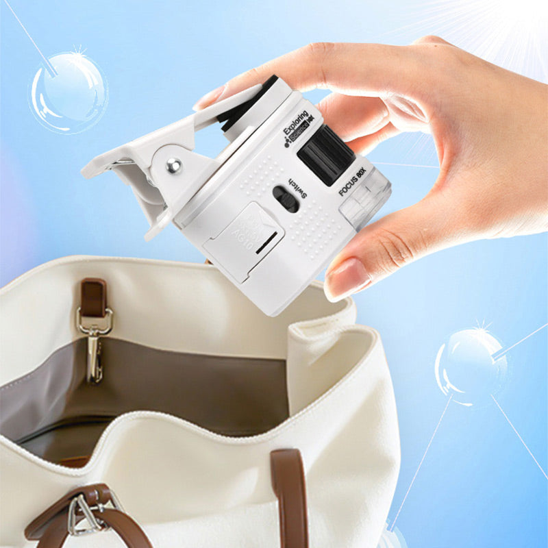 Microscopio tascabile 80X con clip per smartphone