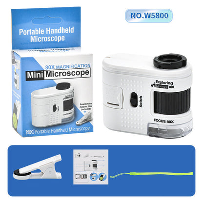 Microscopio tascabile 80X con clip per smartphone