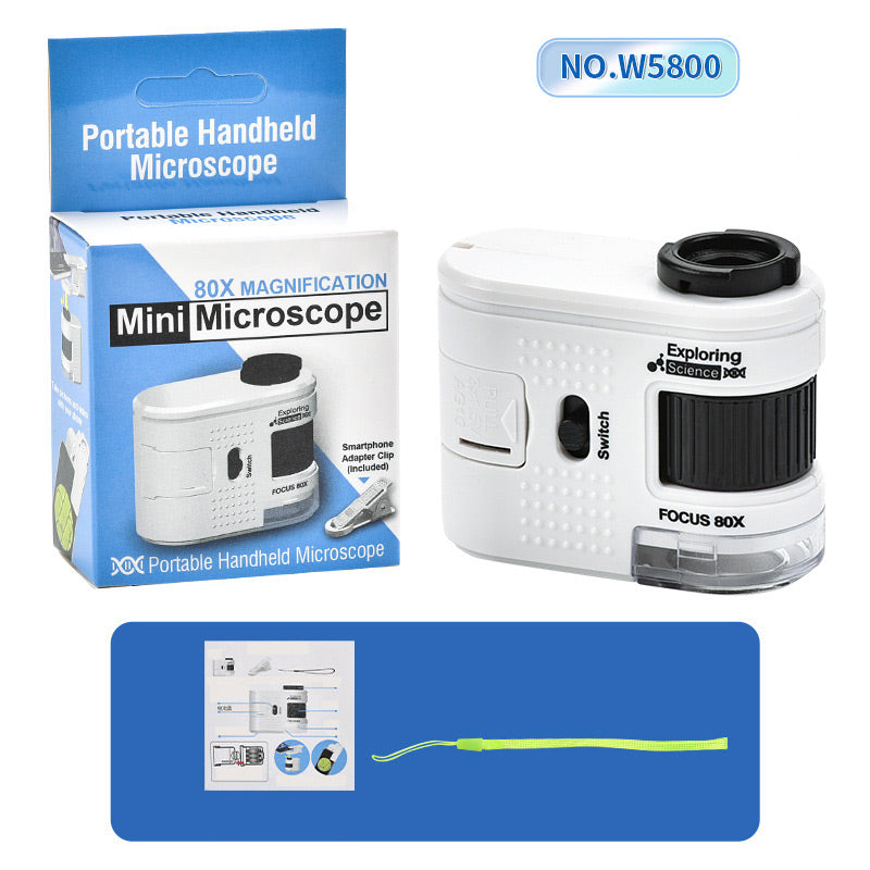 Microscopio tascabile 80X con clip per smartphone