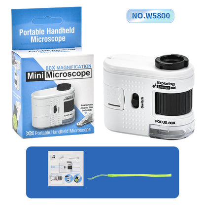 Microscopio tascabile 80X con clip per smartphone