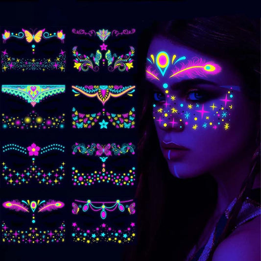 Colorful Fluorescent Waterproof Temporary Tattoos Stickers