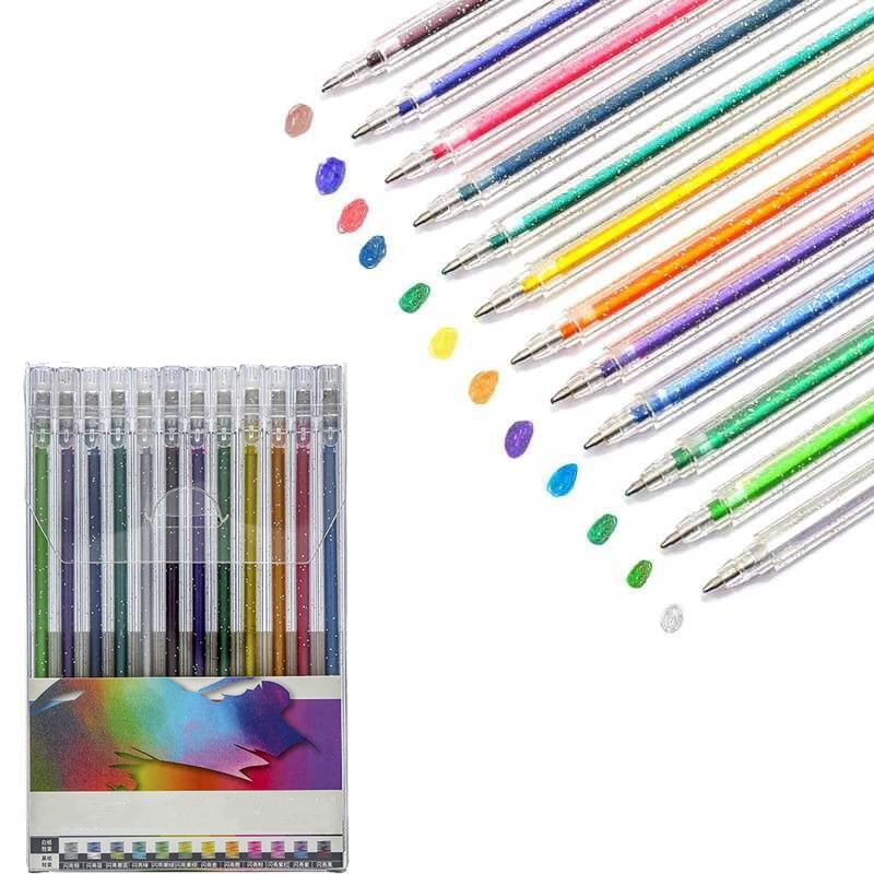 ⏳Ultimo giorno – Prezzo speciale: €19.99!! 💥🎁Set di penne gel glitterate – Scrittura fluida🎨
