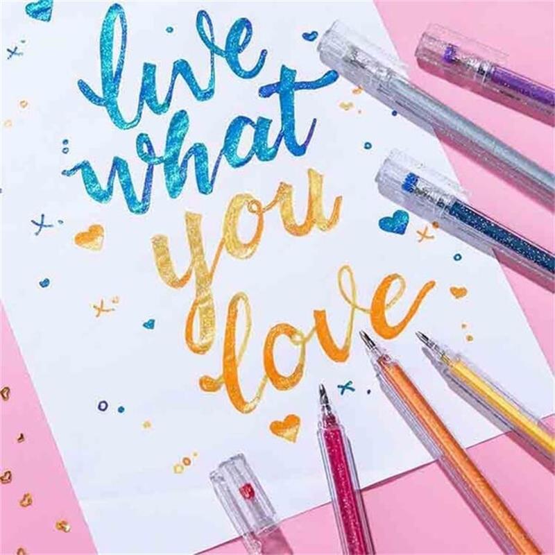⏳Ultimo giorno – Prezzo speciale: €19.99!! 💥🎁Set di penne gel glitterate – Scrittura fluida🎨