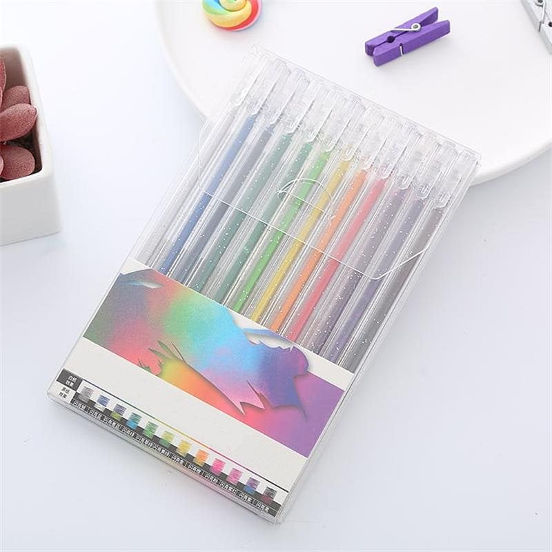 ⏳Ultimo giorno – Prezzo speciale: €19.99!! 💥🎁Set di penne gel glitterate – Scrittura fluida🎨
