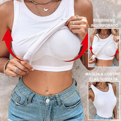 Canotta a Coste da Donna con Reggiseno Incorporato