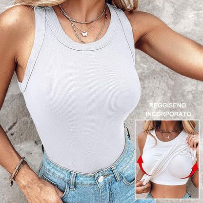 Canotta a Coste da Donna con Reggiseno Incorporato