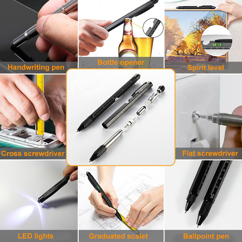 🖊️✨ Penna multifunzione 9 in 1 – Dì Addio a Portare Tanti Attrezzi Separati! 🚫 Ricaricabile con LED, Livella e Cacciaviti, Compatta per Ogni Occasione 🔧