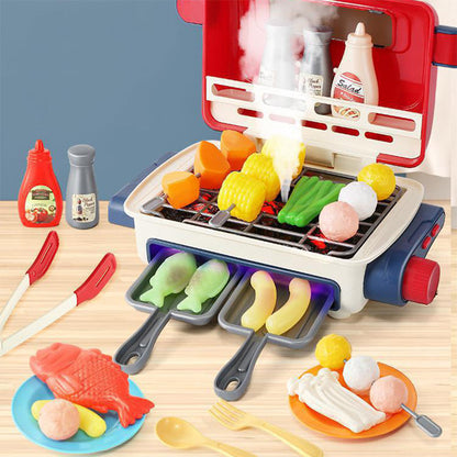 Kids BBQ Grill Playset with Smoke & Music