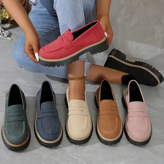 ⏳Offerta di fabbrica ultimo giorno - sconto del 53% 🎁Mocassini da donna comodi con tacco grosso e design slip-on