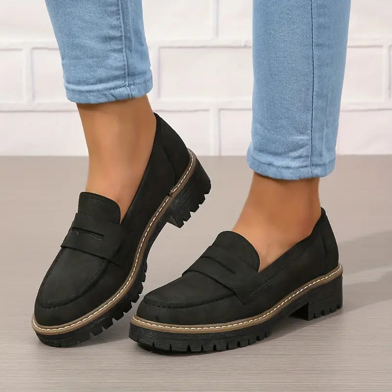 ⏳Offerta di fabbrica ultimo giorno - sconto del 53% 🎁Mocassini da donna comodi con tacco grosso e design slip-on
