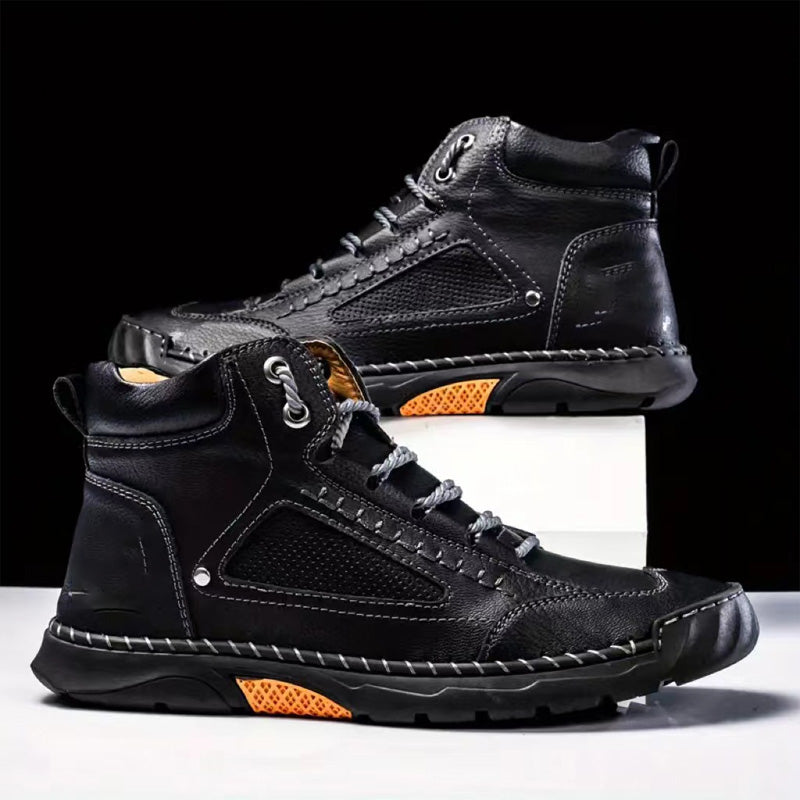 Stivali da uomo eleganti, cuciti a mano con suola piatta