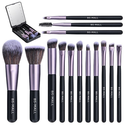 🔥 Big Sale 50% OFF🌈Travel Makeup Brush Set with LED Light Mirror