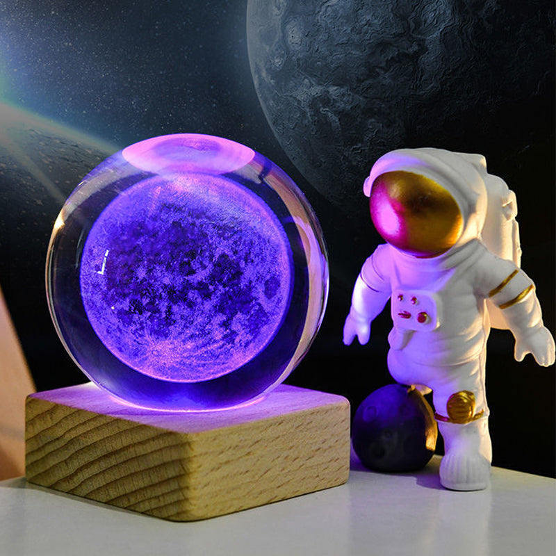 Lampada decorativa notturna a sfera di cristallo 3D con galassia