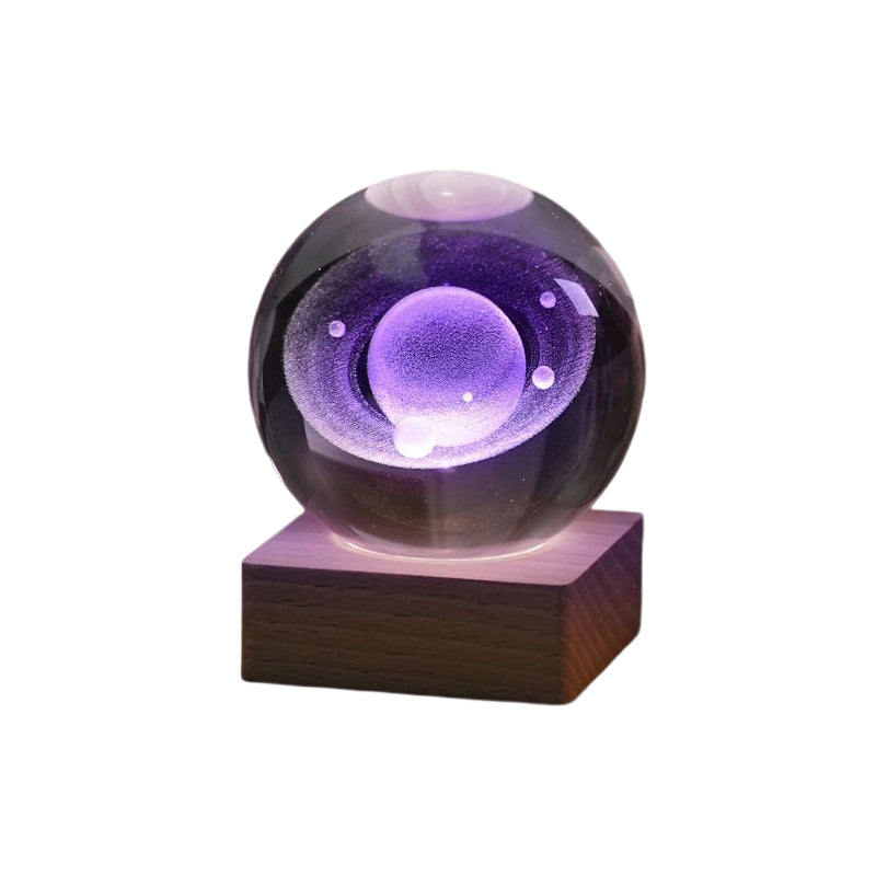 Lampada decorativa notturna a sfera di cristallo 3D con galassia