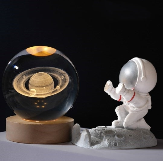 Lampada decorativa notturna a sfera di cristallo 3D con galassia