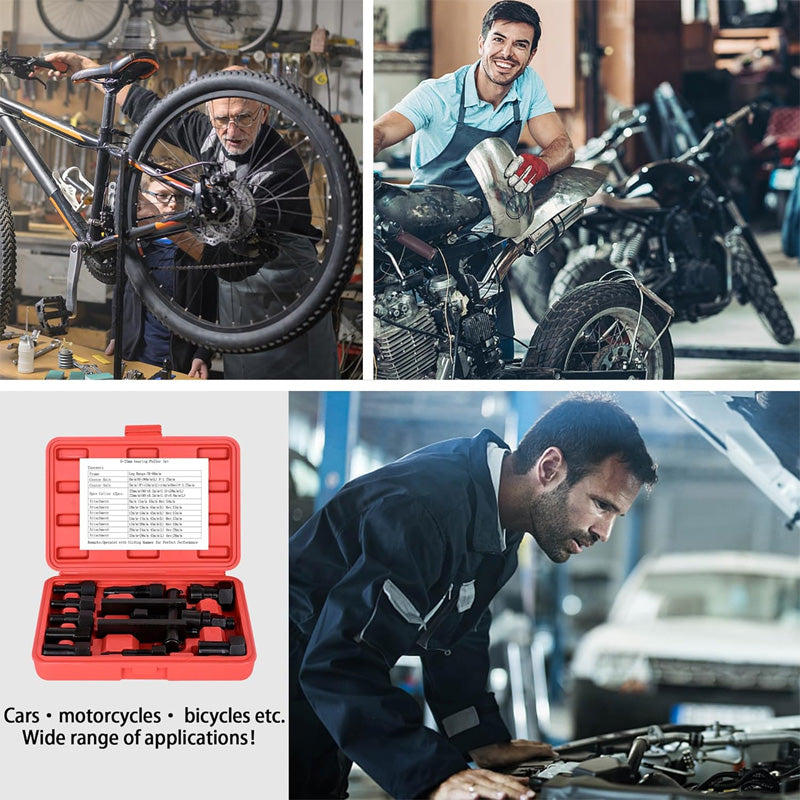 🔧 SCONTO DEL 50%! 🏍️ Set di 10 estrattori per cuscinetti da moto – Qualità robusta, facile da usare e adatto a diversi diametri interni – perfetto per gli appassionati del fai da te e le piccole officine 🛠️