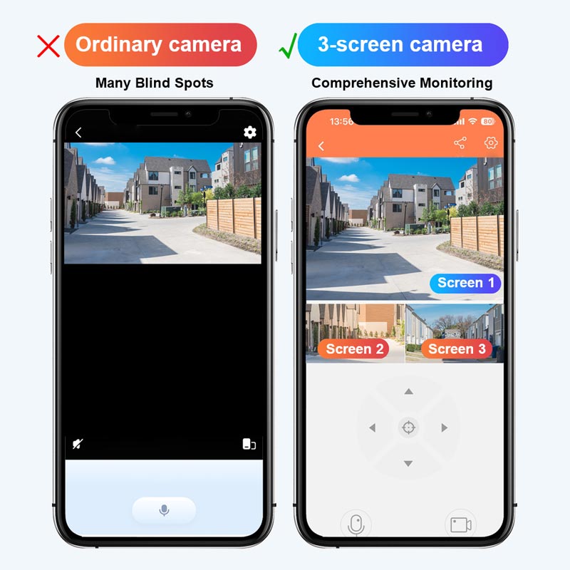 2026🔥360° Telecamera di sorveglianza solare intelligente con monitoraggio a tre schermi✨