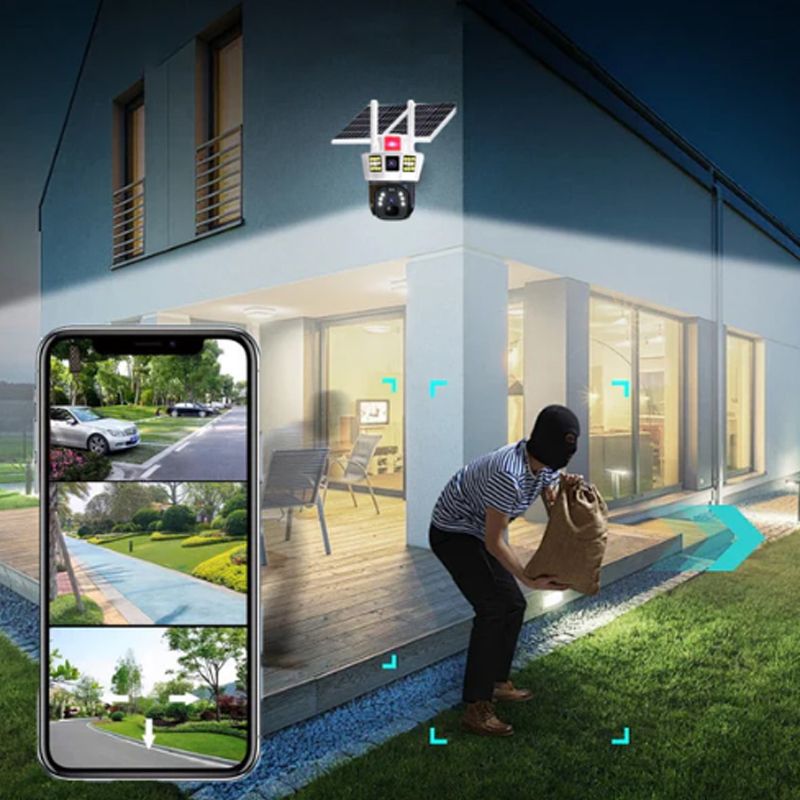 2026🔥360° Telecamera di sorveglianza solare intelligente con monitoraggio a tre schermi✨