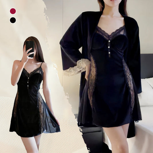 🎀Pigiama sexy in pizzo con canotta da donna