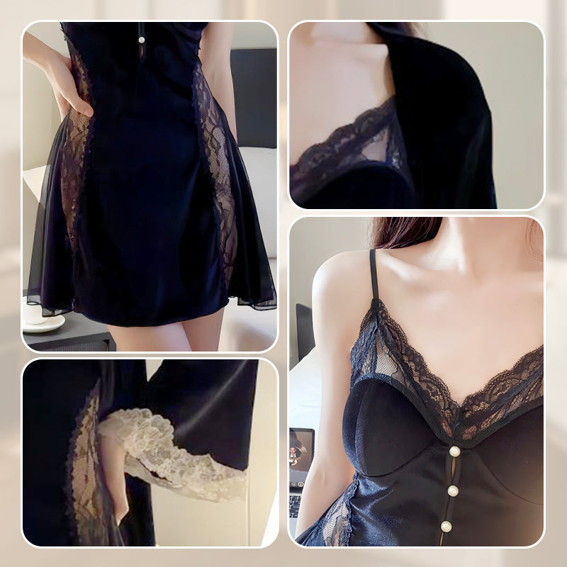 🎀Pigiama sexy in pizzo con canotta da donna