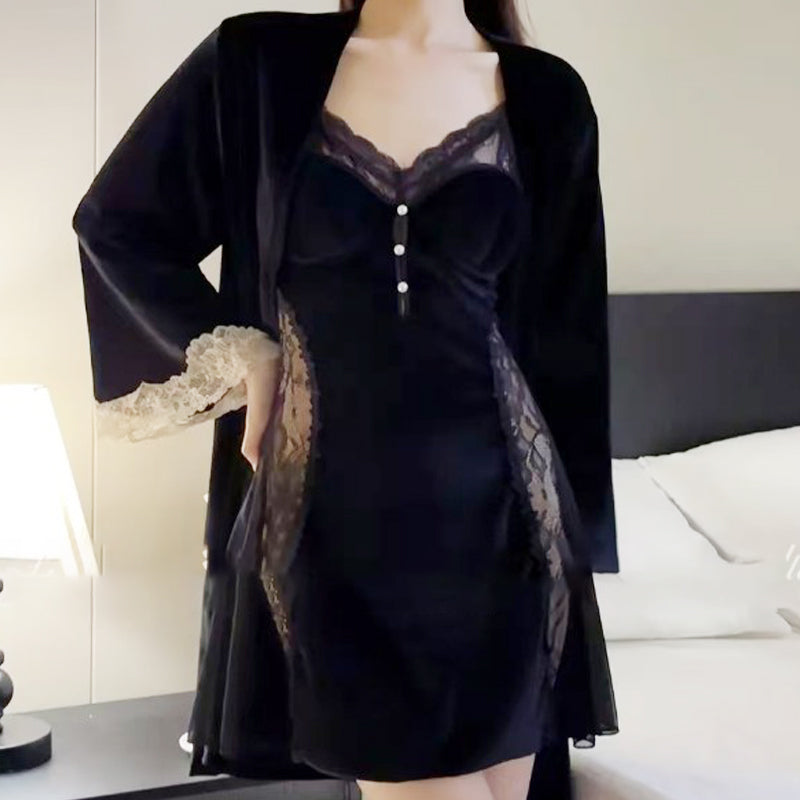 🎀Pigiama sexy in pizzo con canotta da donna