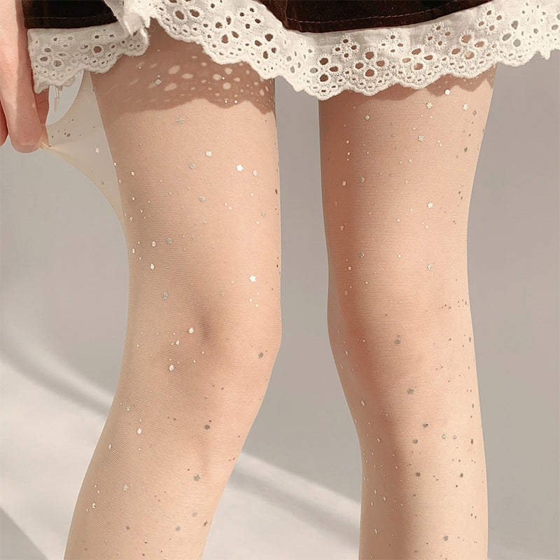 Moda donna Calze sexy di paillettes glitterate