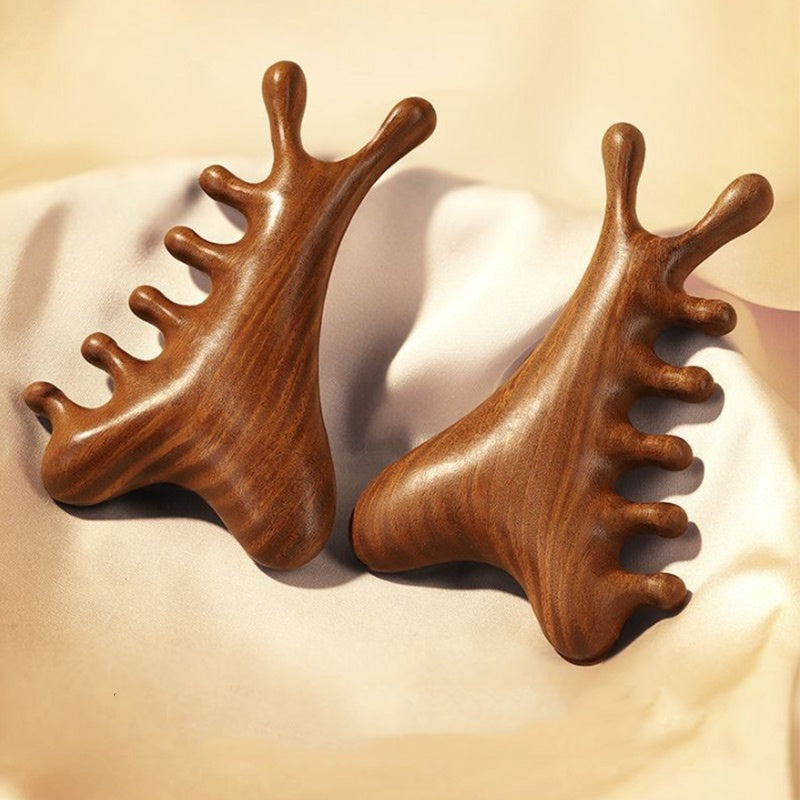 ✨ ULTIMO GIORNO: COMPRI 1, RICEVI 1 GRATIS! ✨ Pettine massaggiante per il cuoio capelluto 4 in 1 in legno con Gua Sha