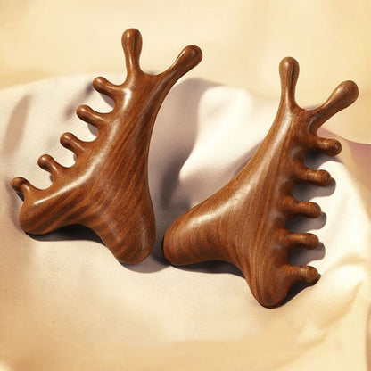 ✨ ULTIMO GIORNO: COMPRI 1, RICEVI 1 GRATIS! ✨ Pettine massaggiante per il cuoio capelluto 4 in 1 in legno con Gua Sha